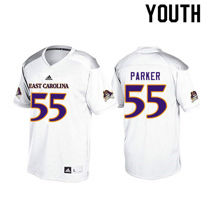 Youth #55 Heath Parker ECU Pirates College Football Jerseys Sale-White